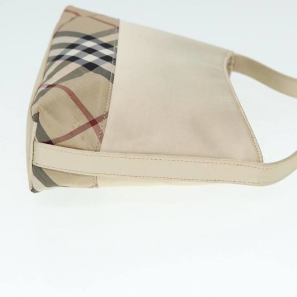 BURBERRY Nova Check Hand Bag Nylon Beige Silver Auth 88598 - Picture 4 of 16